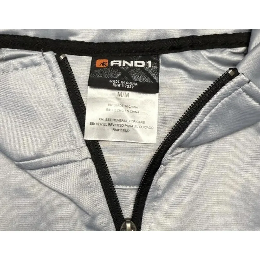 AND1 Full Zip Track Jacket Gray Black Men’s XL Basketball Warm Up Athletic - Picture 4 of 4